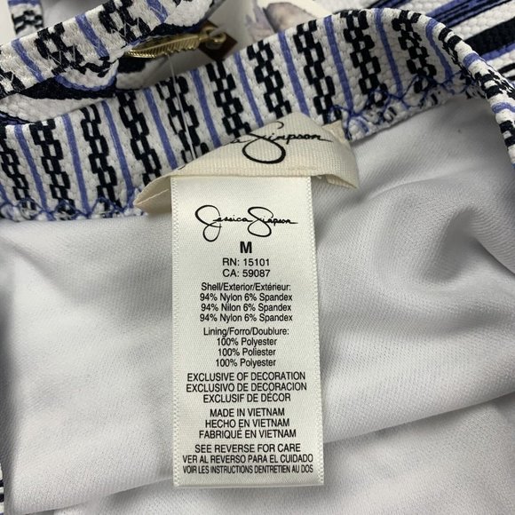 Jessica Simpson Swim Bikini Bottom Women's M Blue Multicolor Striped Nylon 6210 - Picture 4 of 5